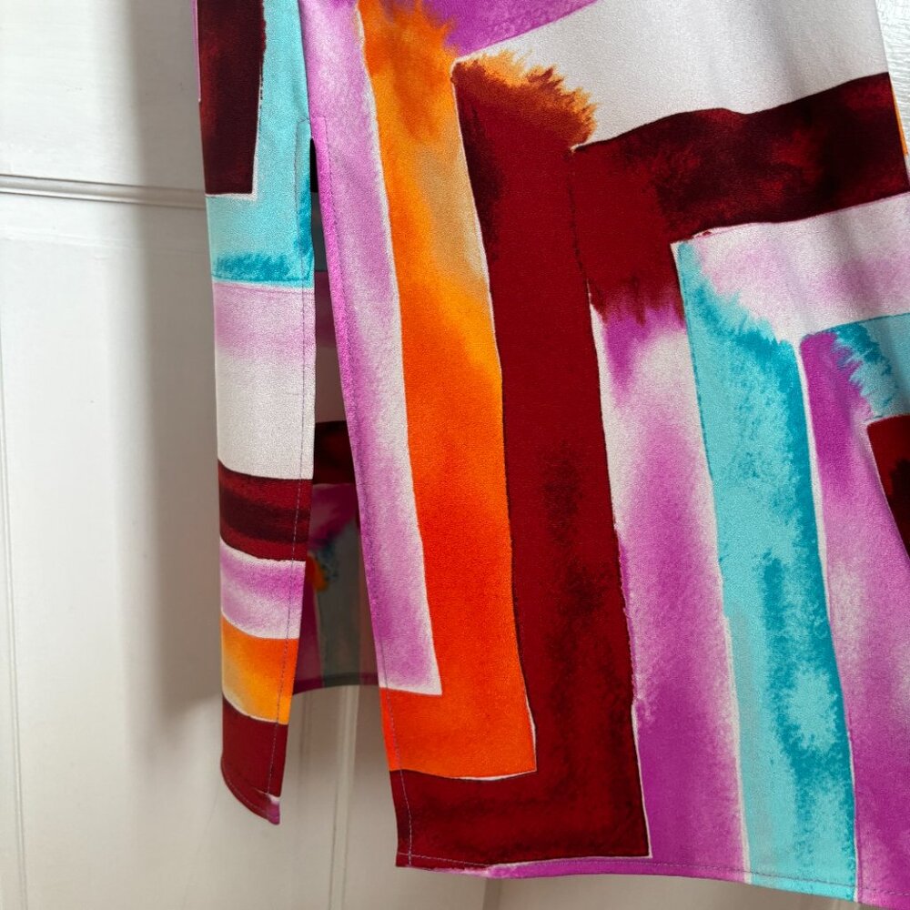 Veronica M Dress Colorful Midi Pink White Red Tropical Graphic Print Vacation XS - Picture 6 of 9